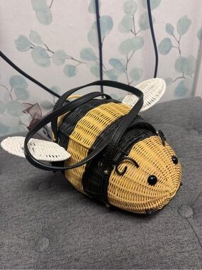 Kate Spade Bee Woven Crossbody Bag in Yellow and Black “Down the Rabbit Hole “